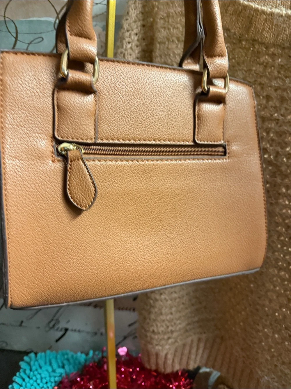 Classic Structured Women’s Satchel in Tan with Gold Hardware